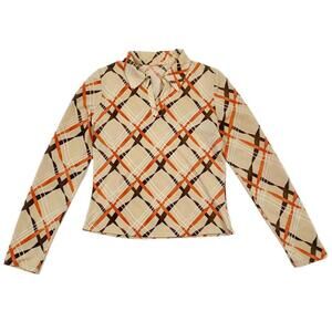 y2k forever 21 peach tag funky 70s vibe collared blouse